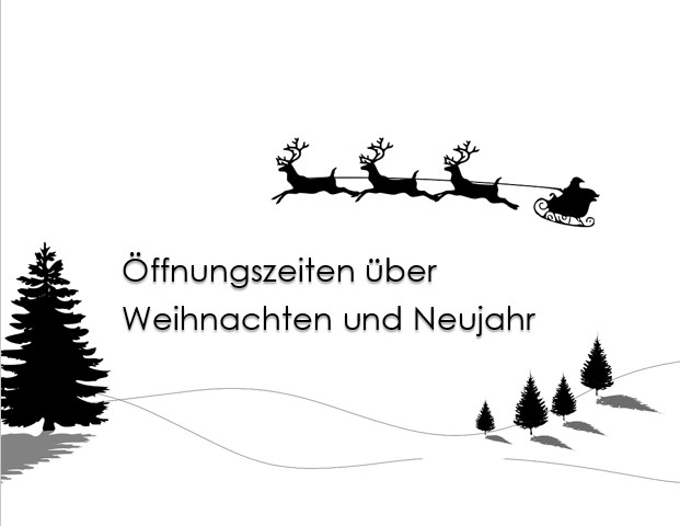 Öffnungszeiten über Weihnachten und Neujahr 2024