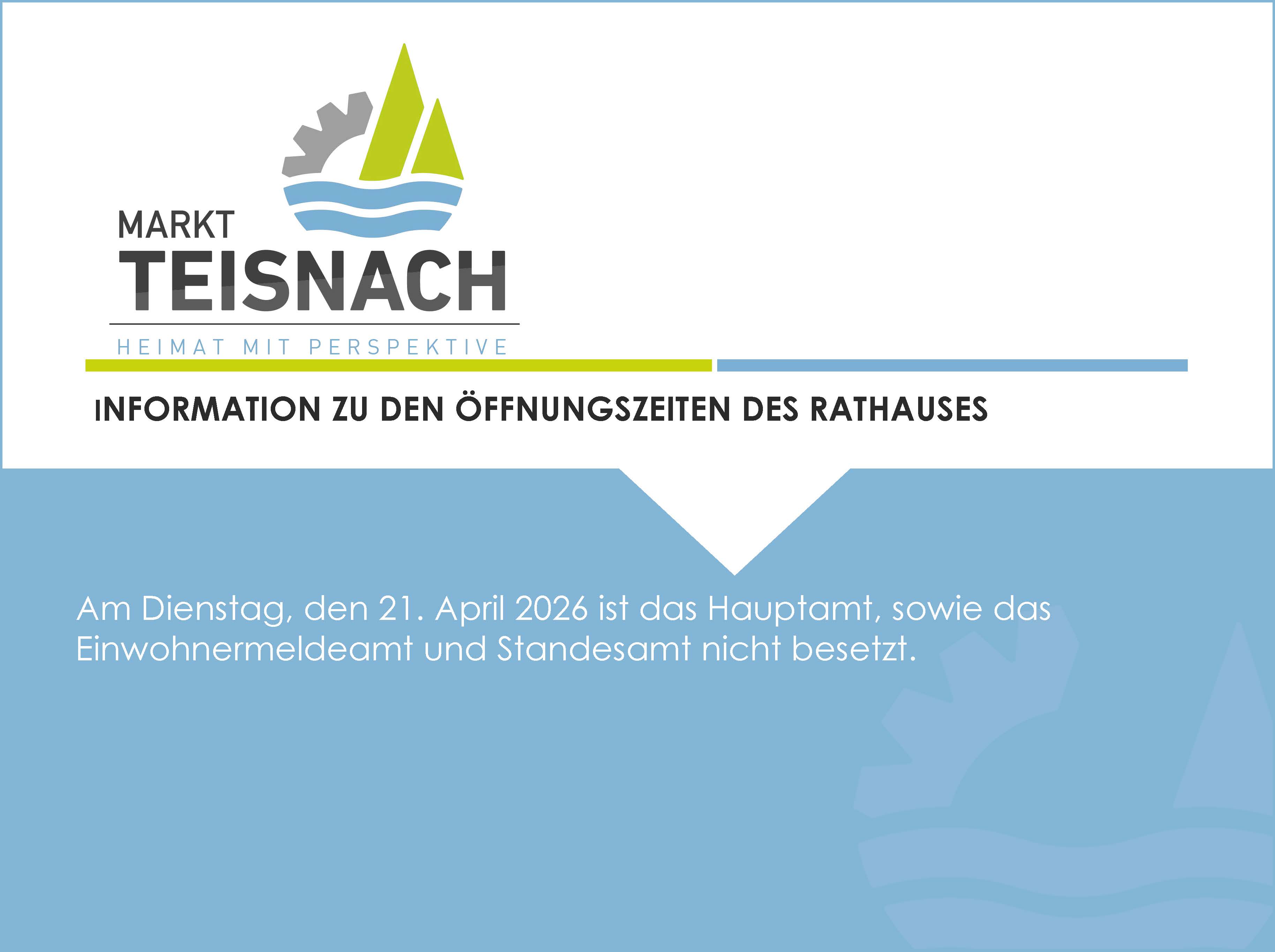 21. April Rathaus eingeschränkter Betrieb